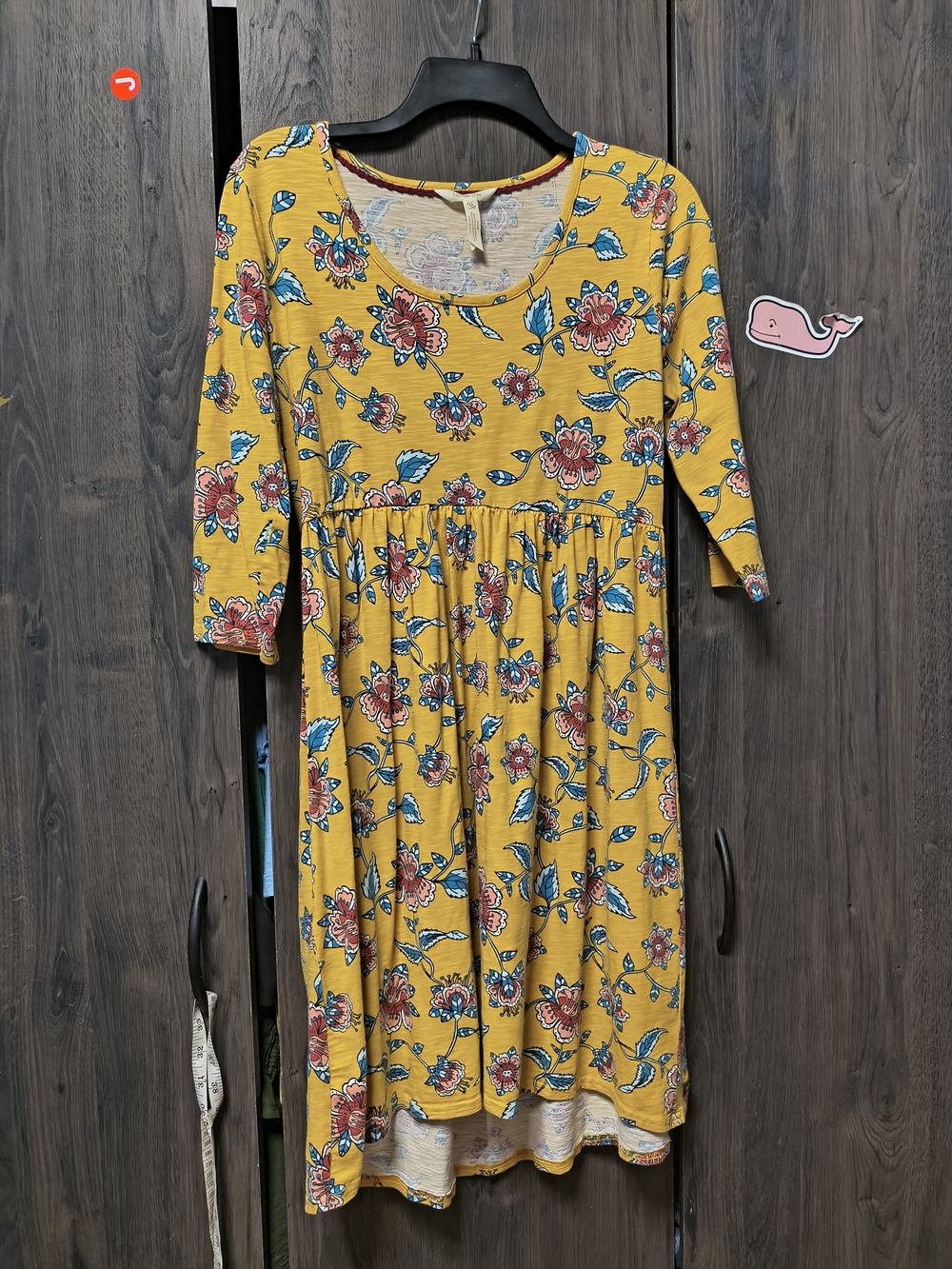 Matilda Jane Mustard Floral Midi Dress with Teal and Coral Flowers